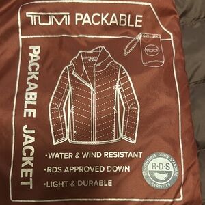 TUMI burgundy Packable puffer Jacket
